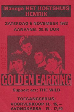 Golden Earring show ticket#583 November 05, 1983 Hemrick - Manege Het Koetshuis